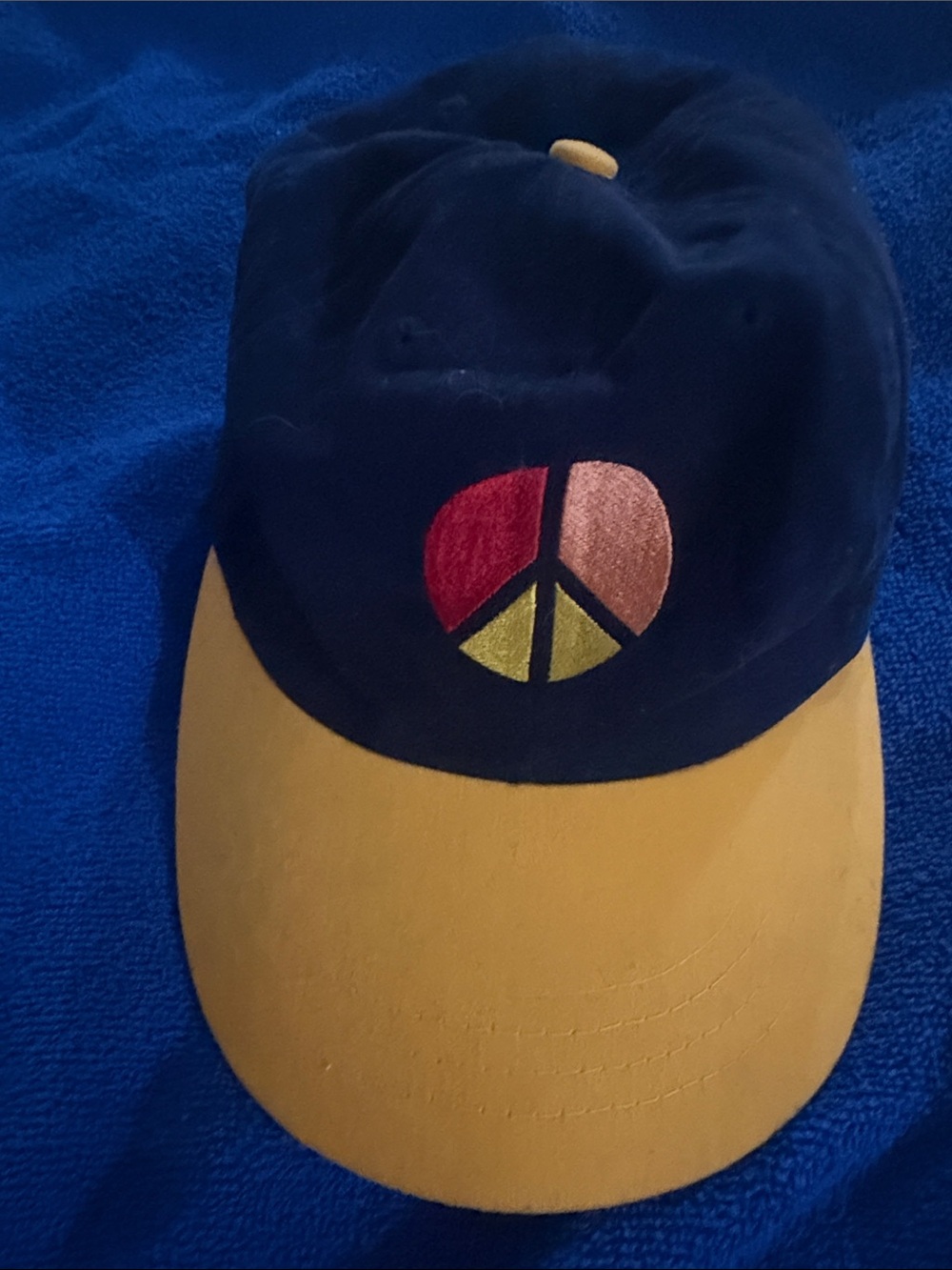 Vintage 90’s Hypnotic Hats LTD Peace Sign SnapBack Embroidered HYP Navy Yellow